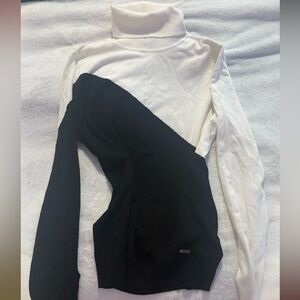 Calvin Klein Black and White Cowl Neck Sweater